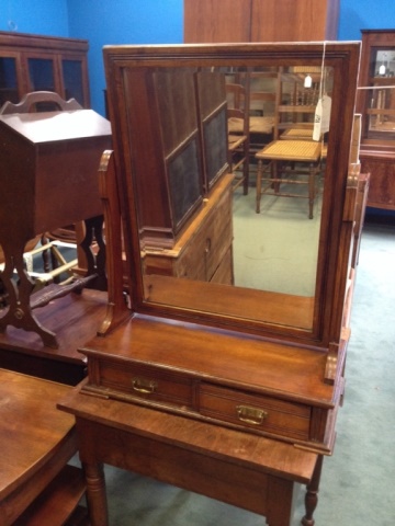 Appraisal: a Shaving Mirror with Two Drawers H x W x