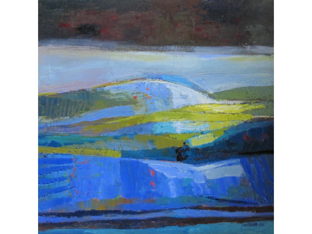 Appraisal: KIRSTY WITHER b Oil on canvas 'Blue Landscape' signed and