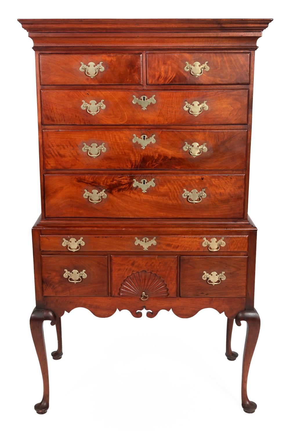 Appraisal: QUEEN ANNE FLAT-TOP HIGHBOY BOSTON MID- TH CENTURY HEIGHT WIDTH