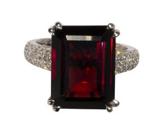 Appraisal: Garnet diamond and k white gold ring Garnet diamond and