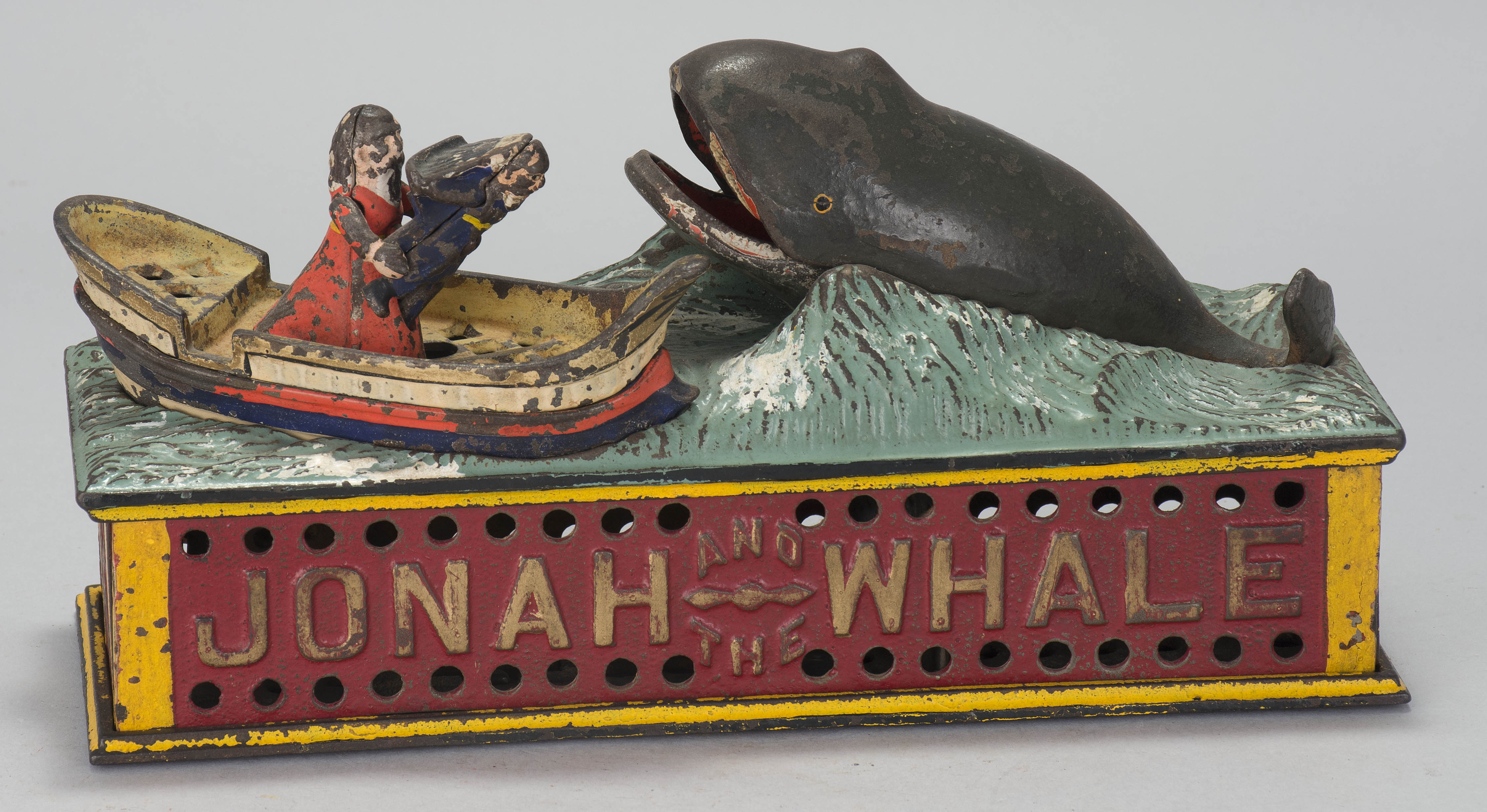 Appraisal: JONAH AND THE WHALE CAST IRON MECHANICAL BANK Circa By