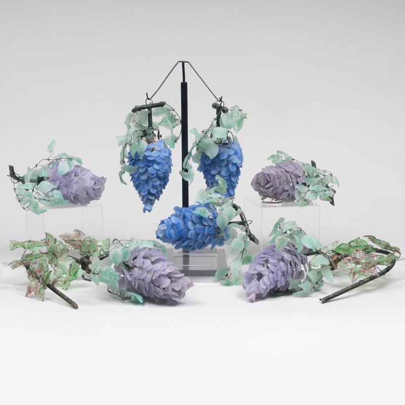 Appraisal: Group of Murano Glass and Patinated Metal Wisteria Lamp Components