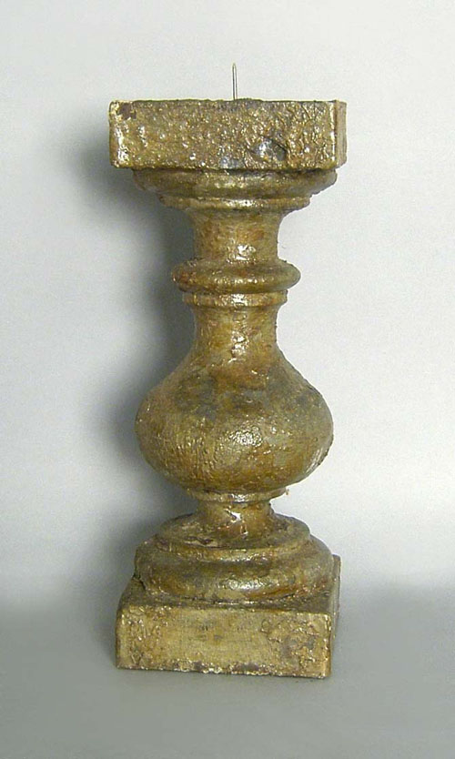 Appraisal: Baluster turned wood candle holder th c h