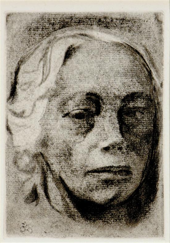 Appraisal: Kathe Kollwitz German - SELF PORTRAIT etching with drypoint unframed