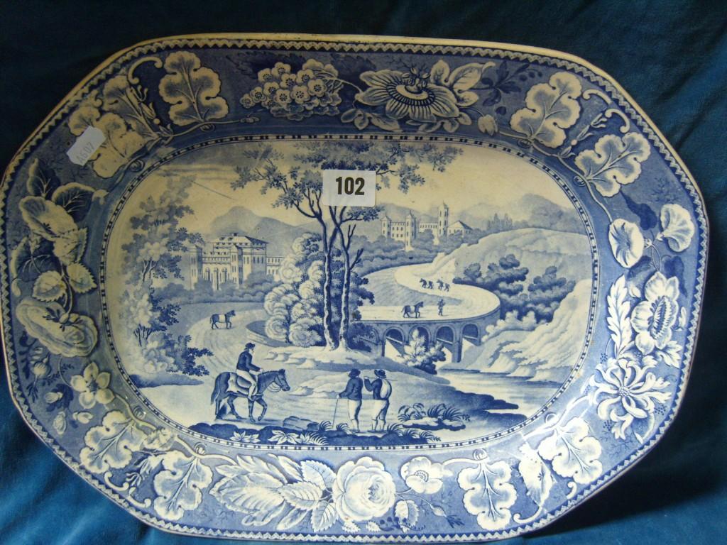 Appraisal: A th century blue and white transfer printed meat plate