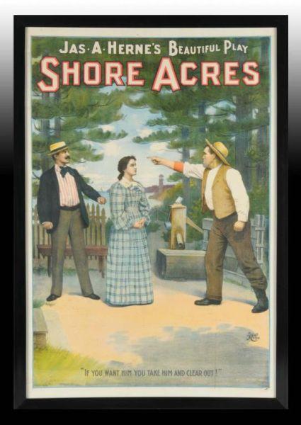 Appraisal: Shore Acres Large Paper Litho Play Poster Description Circa Framed