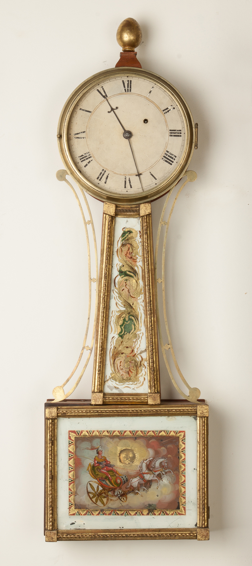 Appraisal: New England Gilt Front Banjo Clock Early th cent Mahogany