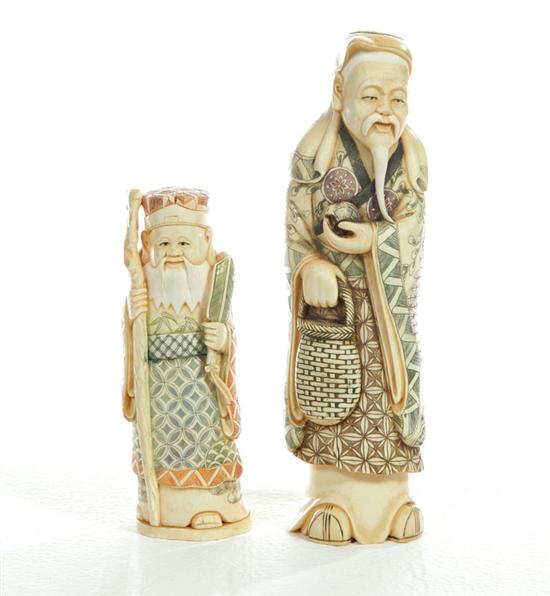 Appraisal: TWO IVORY FIGURES Asian st half- th century Robed scholars