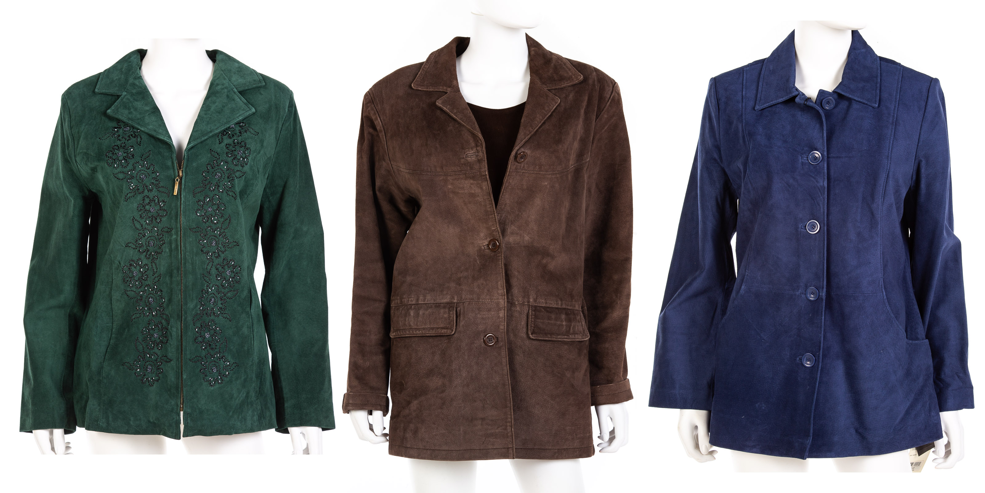 Appraisal: COLLECTION OF THREE SUEDE JACKETS All size M