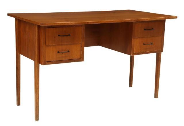 Appraisal: Italian mid-century modern teak writing desk c s overhanging rectangular