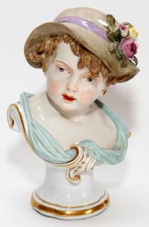 Appraisal: MEISSEN PORCELAIN BUST OF A CHILD TH C MEISSEN PORCELAIN