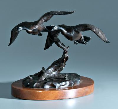 Appraisal: Clark E Bronson bronze American born two Canada geese in