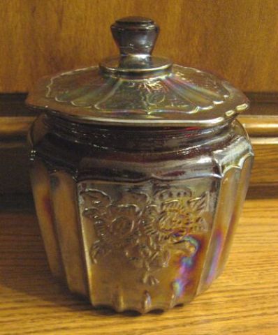 Appraisal: CARNIVAL GLASS COVERED JAR