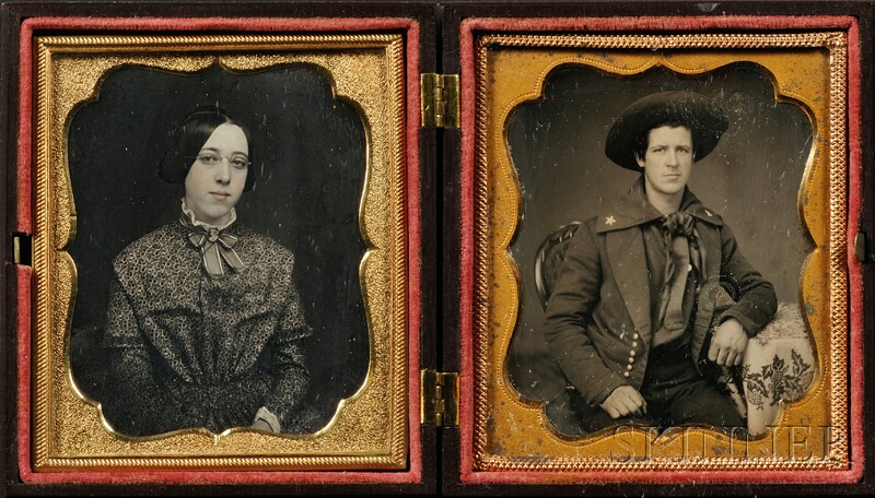 Appraisal: Two Sixth Plate Daguerreotype Portraits of a Young Man in