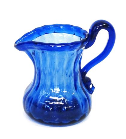 Appraisal: Stiegel type blown cobalt glass creamerlate th century