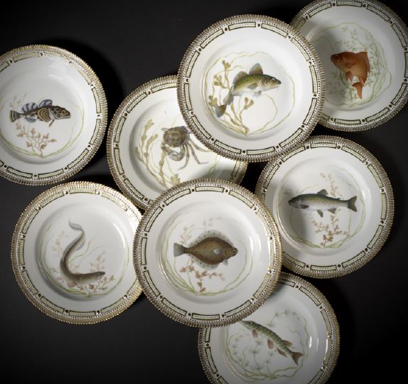 Appraisal: Fine Set of Eight Royal Copenhagen Porcelain Soup Plates first