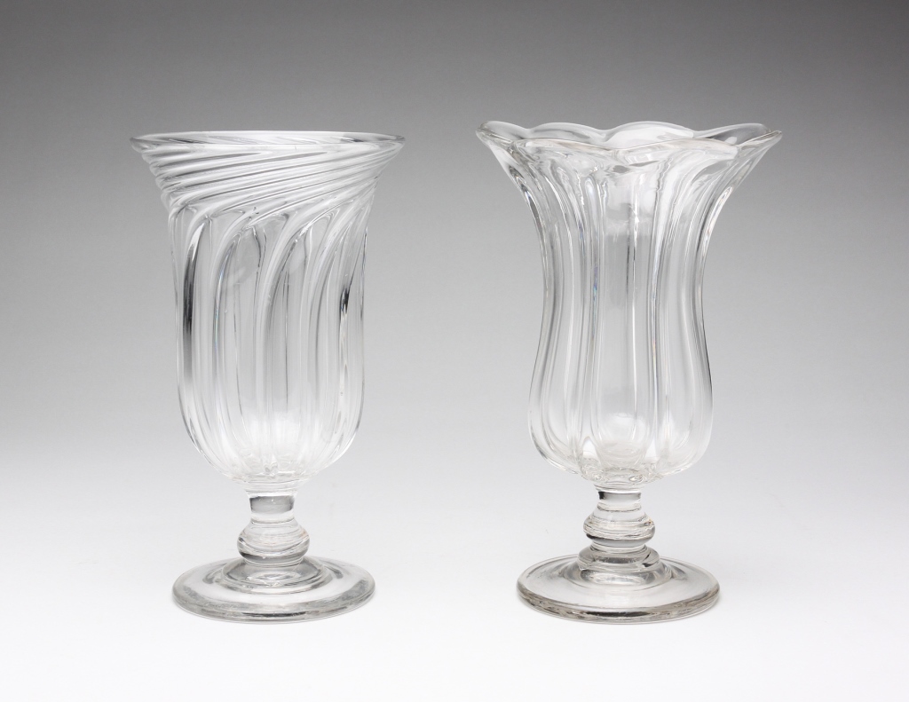 Appraisal: Possibly Louisville Glassworks mid th century Baluster stems Scalloped edge