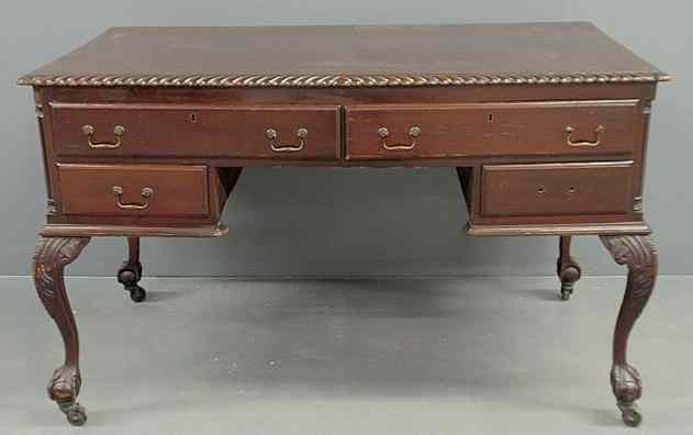 Appraisal: Chippendale style mahogany partner's desk from the New Century Trust