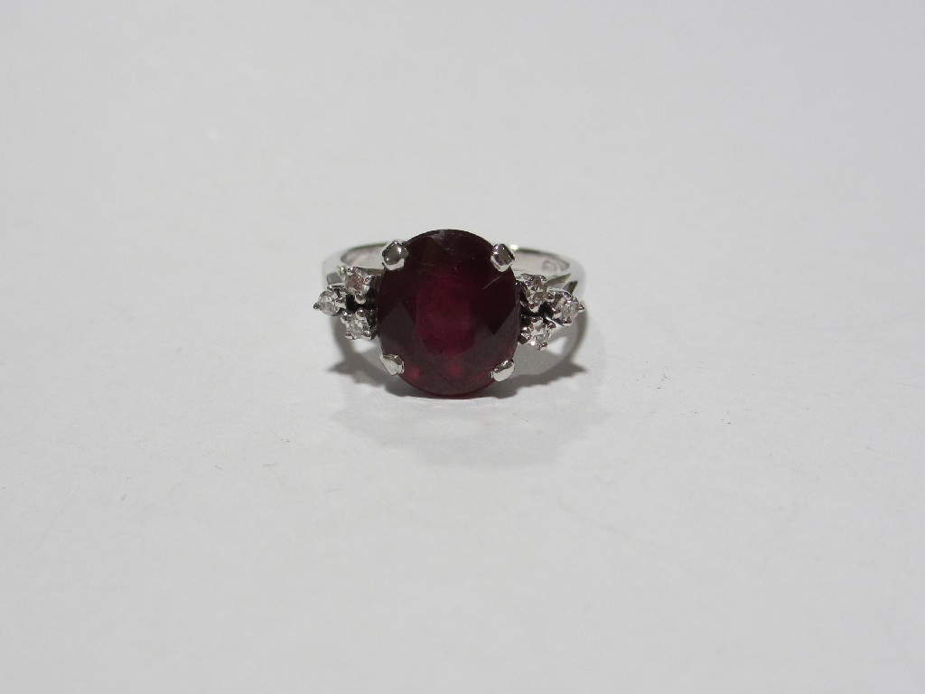 Appraisal: Fourteen carat white gold ruby and diamond set dress ring