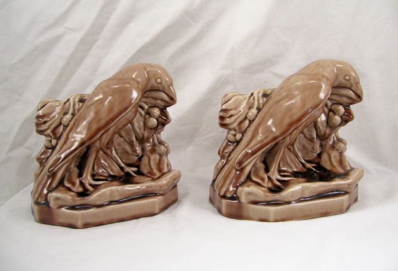 Appraisal: Pair Rookwood Pottery Bookends Pair of figural rook bird bookends