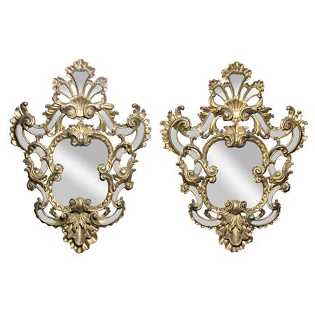 Appraisal: Pair of Italian Rococo Style Gilt-Wood Mirrors Estimate -