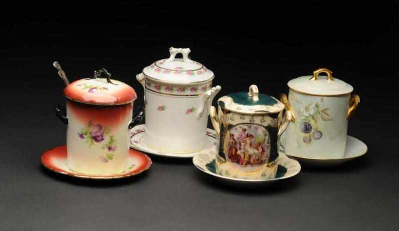 Appraisal: Lot of China Jam Jar Holders Bottom Plates Description One