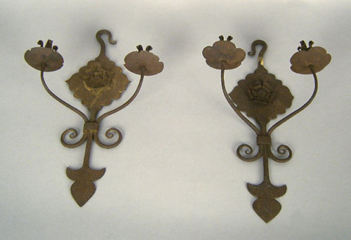 Appraisal: Pair of iron sconces th c h