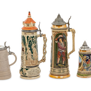 Appraisal: A Group of Four Beer Steins th and th Century