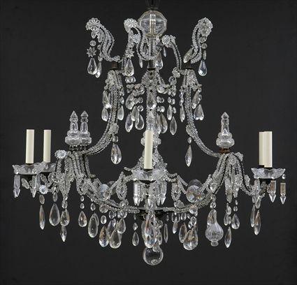 Appraisal: CONTINENTAL SIX-LIGHT GLASS AND BEADED CHANDELIER x in