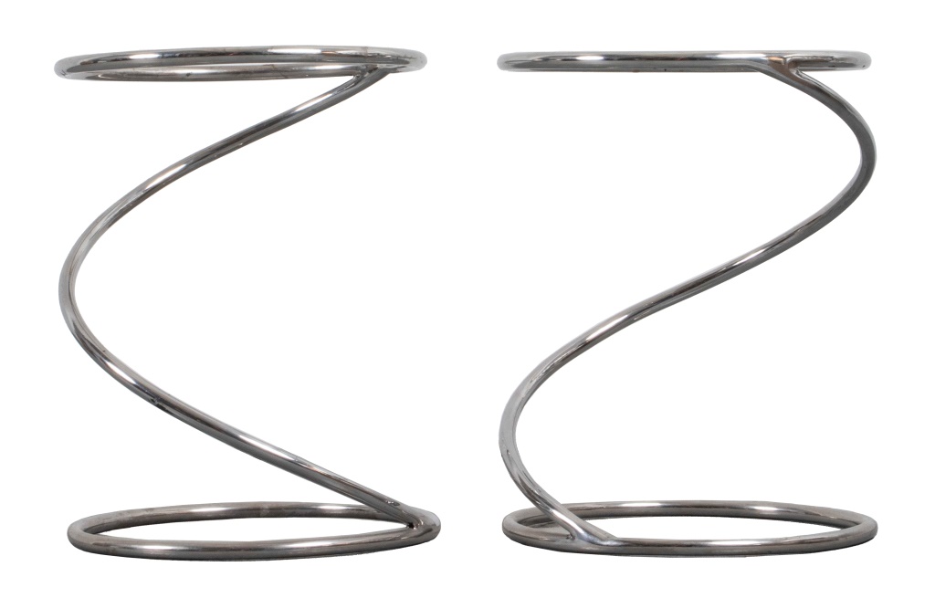 Appraisal: MODERN SPRING-FORM SIDE TABLE BASES PAIR Pair of Modern chrome