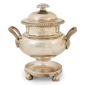 Appraisal: An Indian Colonial Silver Covered Sugar Pot with Lid Robert