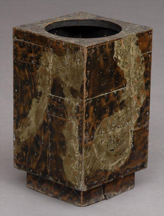 Appraisal: PAUL EVANS TRASH BIN Copper bronze and pewter x x