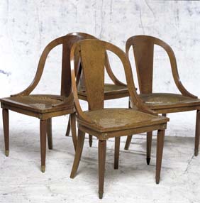 Appraisal: FOUR BIEDERMEIER STYLE CHAIRS Four old American Biedermeier chairs with