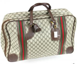 Appraisal: VINTAGE GUCCI TRAVEL CARRY ON BAG Vintage Gucci monogrammed travel