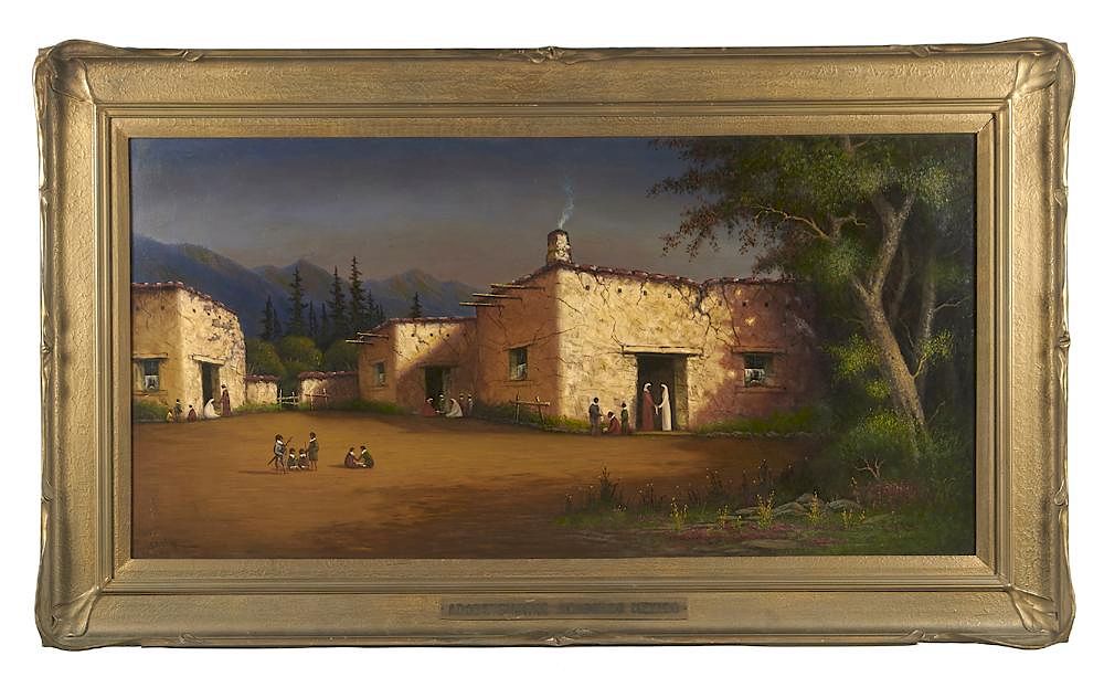 Appraisal: James Everett Stuart Adobe Shacks Acapulco oil on panel James