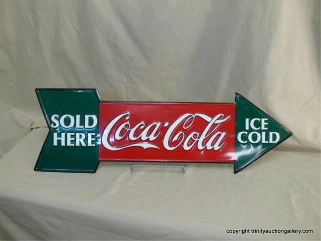 Appraisal: Coca-Cola Advertising Arrow Metal Store Sign authorized by Coca-Cola tin