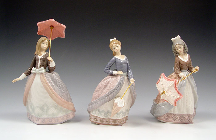 Appraisal: LLADRO UMBRELLA GIRLS JOLIE ANGELA EVITA pieces to include ''Jolie''