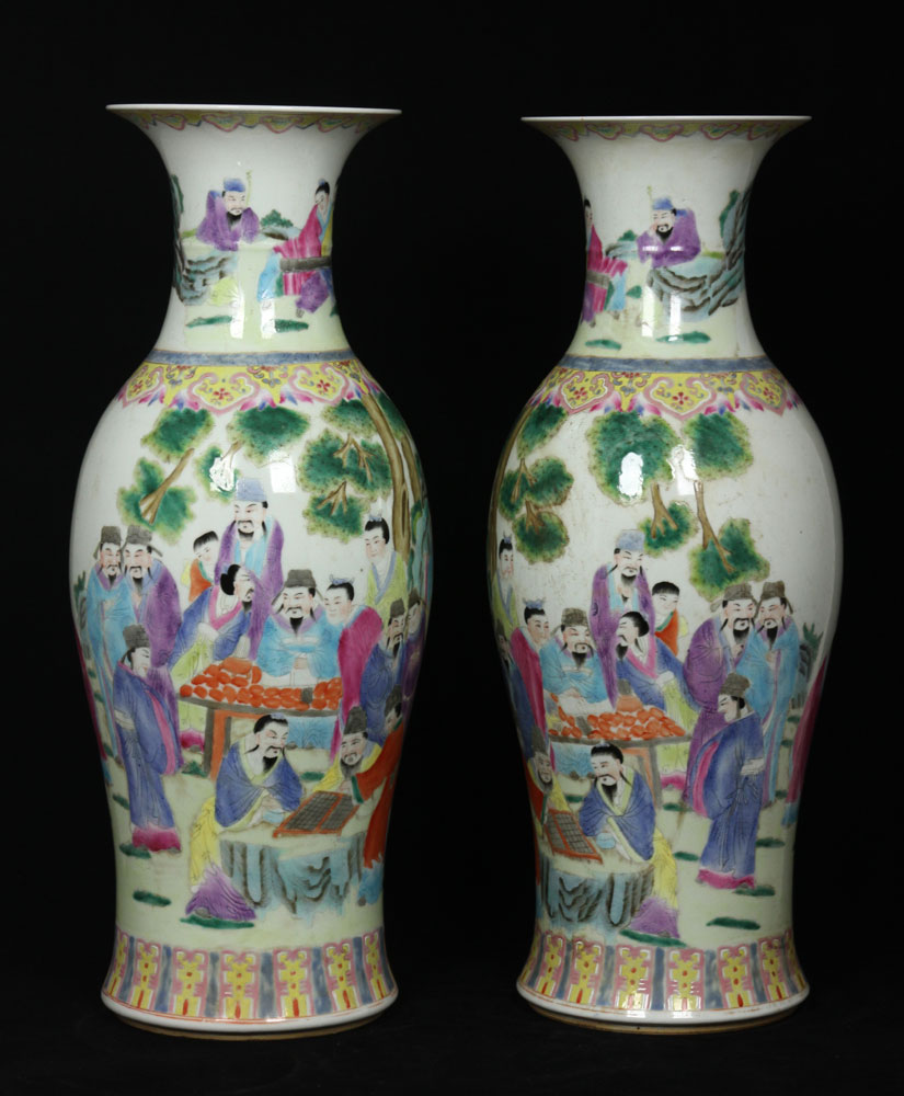 Appraisal: - Pr Chinese Large Famille Rose Vases Pair of large