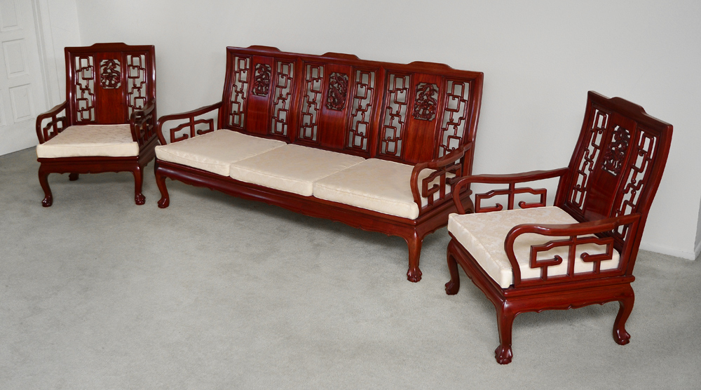 Appraisal: PIECE CHINESE ROSEWOOD PARLOR SET Comprising of a sofa and