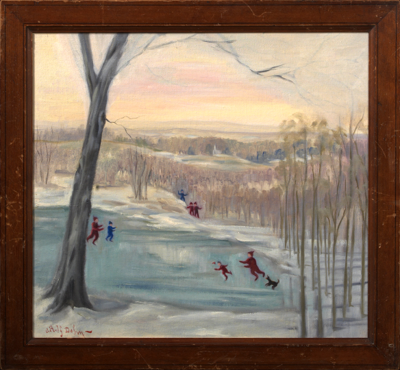 Appraisal: Adolf Arthur Dehn American - Winter Landscape with Figures Skating