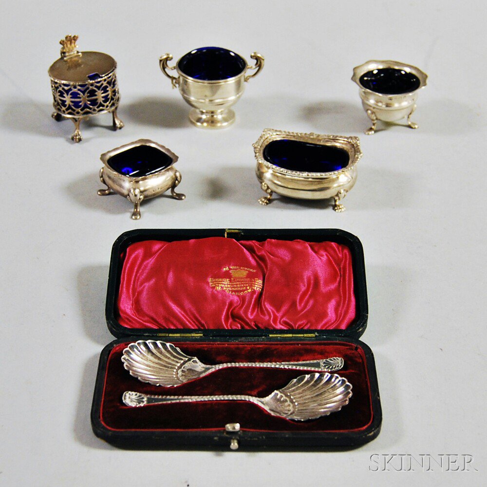 Appraisal: Seven English Sterling Silver Tableware Items a pair of Sheffield