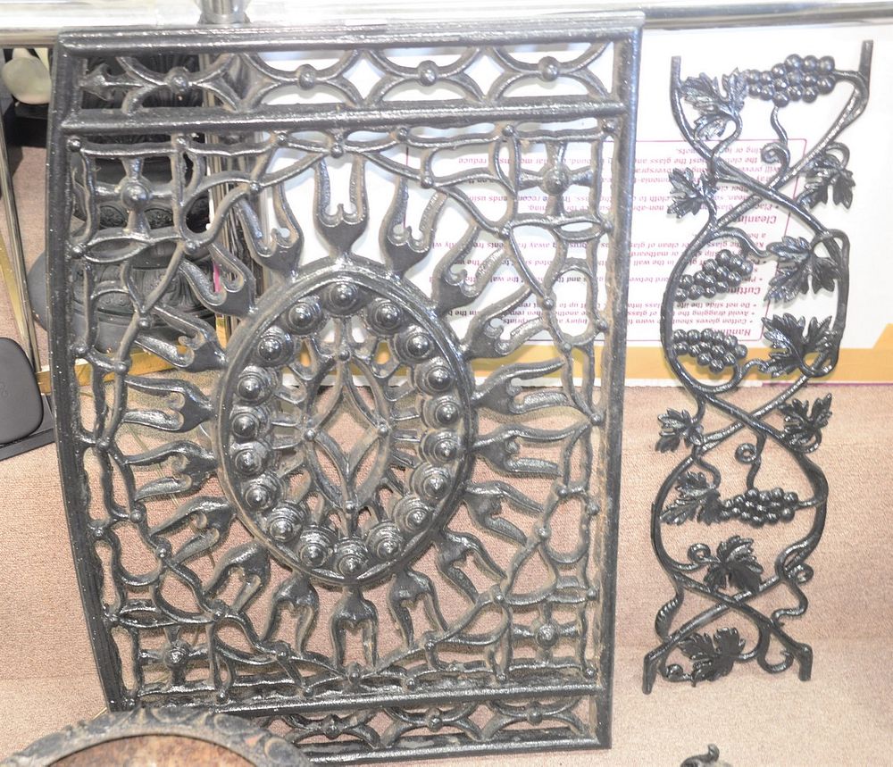 Appraisal: Five Piece Victorian Iron Lot to include three panel window