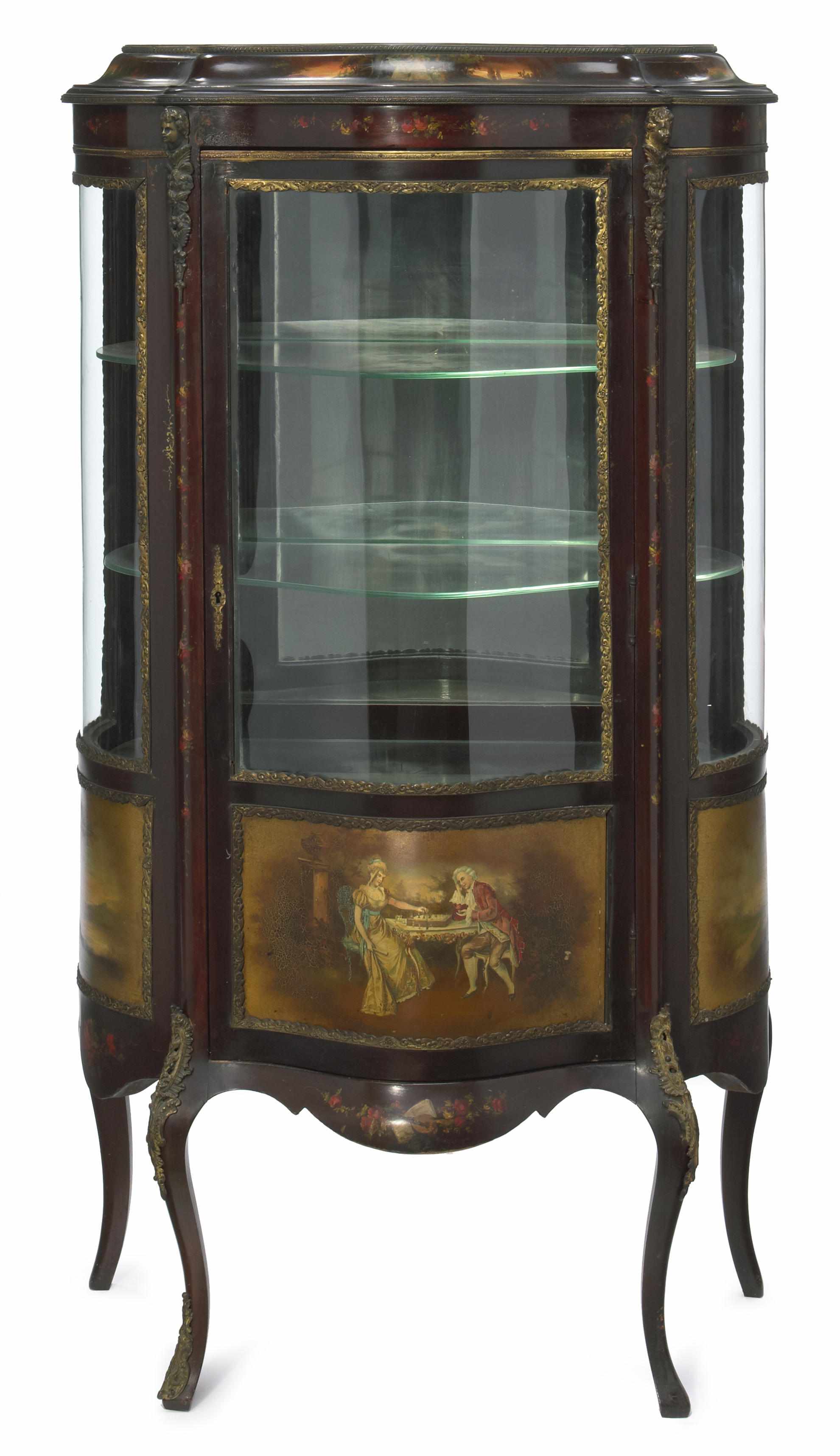 Appraisal: A Louis XV Revival Vernis Martin vitrine cabinet late th