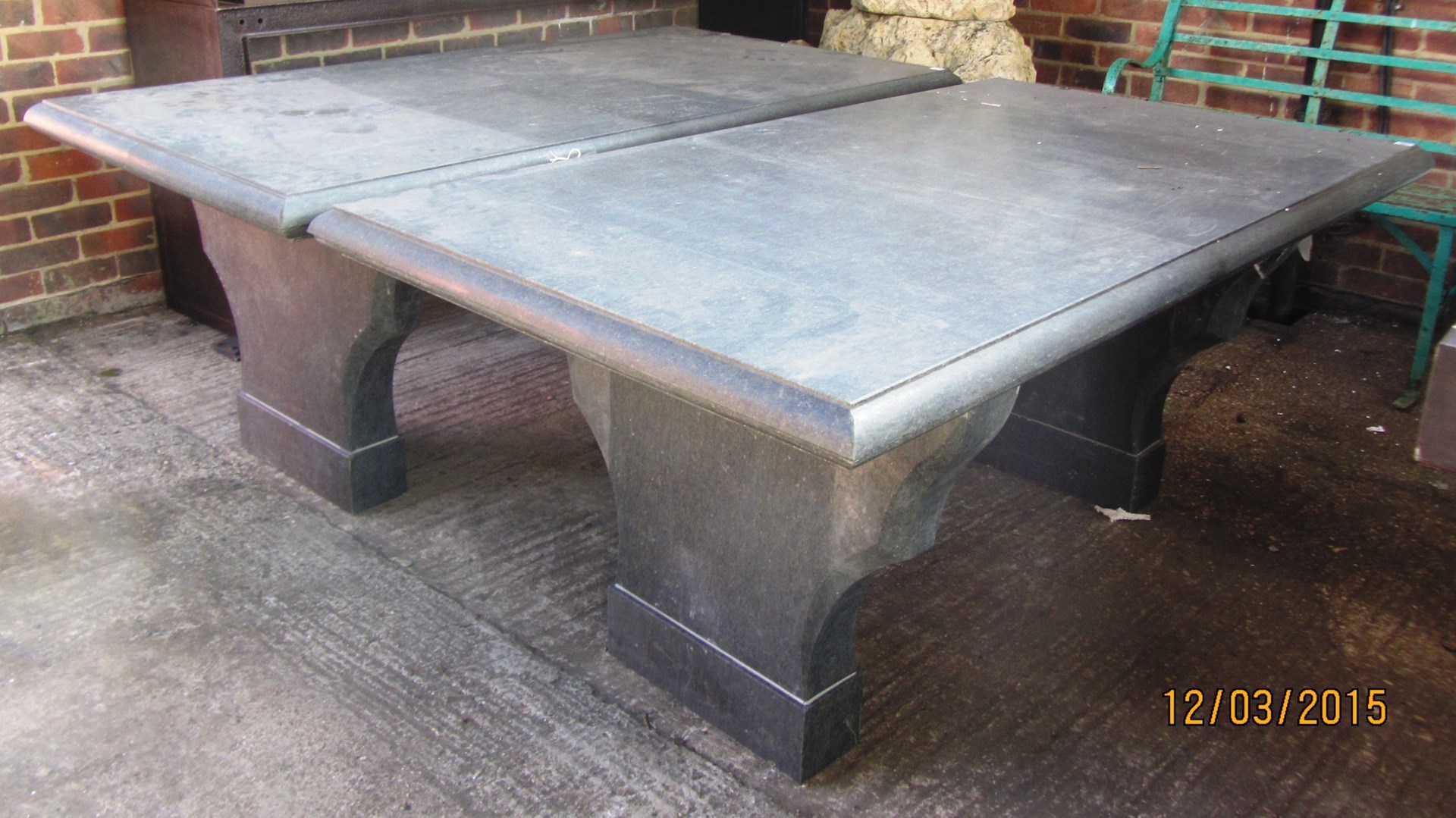 Appraisal: A th century rectangular marble centre table on trestle end