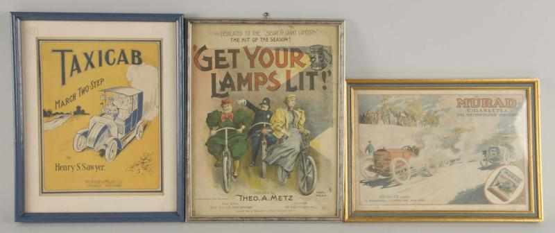 Appraisal: Lot of Framed Early Vehicle Related Items Description Two pieces