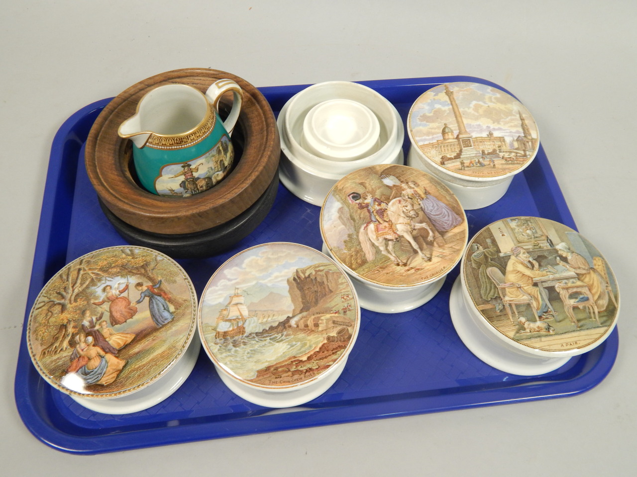 Appraisal: A group of thC Prattware pot lids and bases to