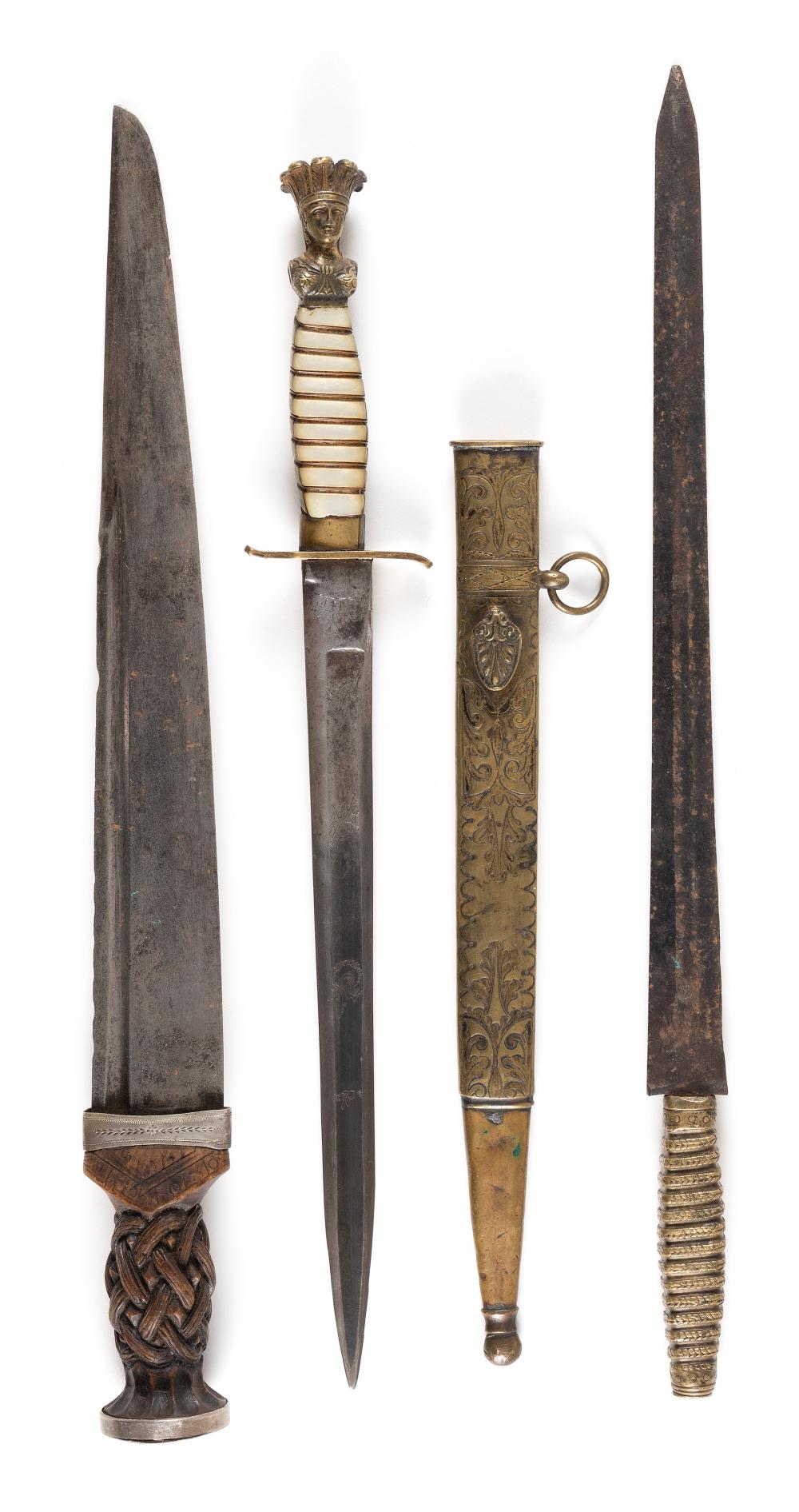 Appraisal: THREE DAGGERS TH CENTURY LENGTHS APPROX THREE DAGGERS th Century