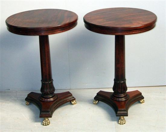 Appraisal: Pair of Regency mahogany circular tables on octagonal columns and