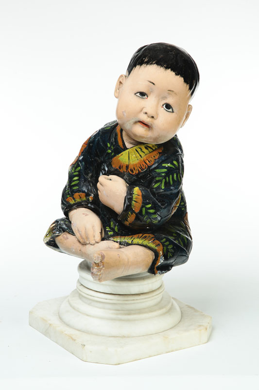 Appraisal: FIGURE OF A CHILD ON PEDESTAL Asian and American th