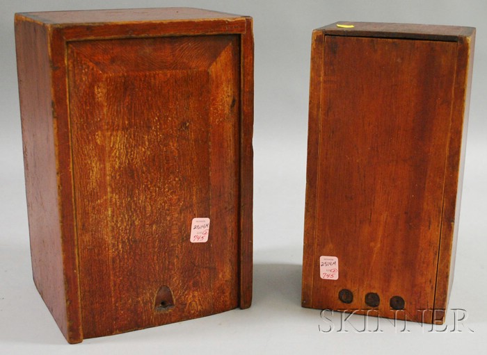 Appraisal: Two Red-stained Pine Slide-lid Candle Boxes